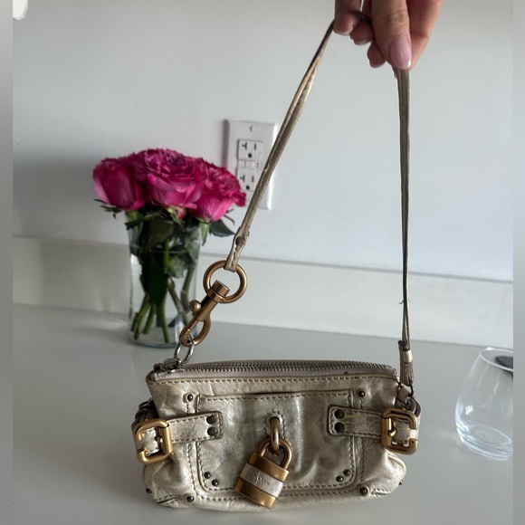 Authentic CHLOÉ metallic leather paddington pochette purse - Picture 2 of 7